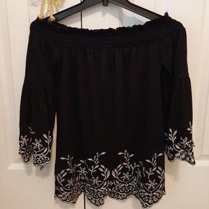 WHBM Black Off Shoulder Top XXS
